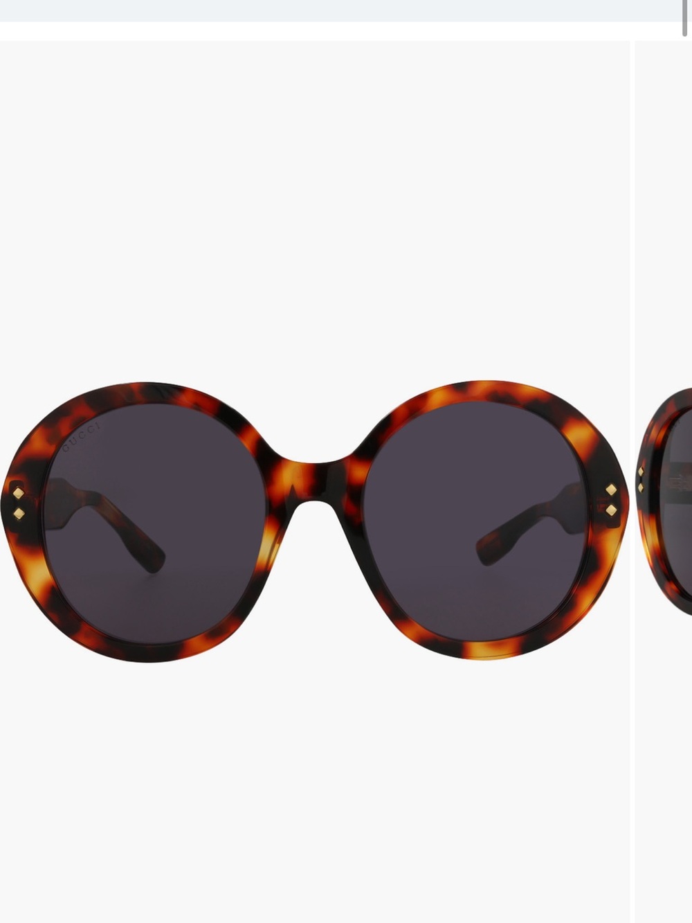 Gucci Oversized Round Tortoiseshell Sunglasses - Dark Brown Lenses